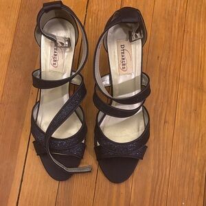 Navy Blue Glitter Strappy Heels